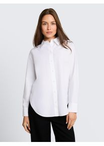 Hemdbluse Tom Tailor "Loose", Damen, Gr. 46, wei&szlig;, Obermaterial: 50% Baumwolle, 50% Lyocell, regular fit Po-bedeckend, Manschette, Blusen Hemdbluse, mit Manschetten