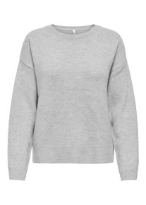 Strickpullover Only "ONLOLIVIA LS O-NECK CC KNT", Damen, Gr. XS, light grau melange, Strick, Obermaterial: 84% Polyester, 7% Polyacryl, 5% Wolle, 4% Elasthan, unifarben, regular fit normal, Rundhals, Pullover Strickpullover, Materialmix, regular fit