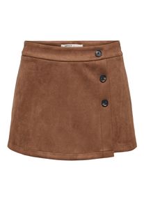 Hosenrock Only "ONLADDI HW FAUX SUEDE SKORT CC PNT", Damen, Gr. 42, braun (soft silt), Web, Obermaterial: 95% Polyester, 5% Elasthan, unifarben, kurz, R&ouml;cke Hosenrock, Materialmix mit Stretch, high waist