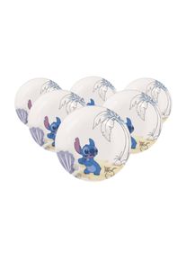 Villeroy & Boch Teller VILLEROY & BOCH "Kinderteller Disney Stitch &oslash; 21,5 cm 6er Set bunt", wei&szlig; (bunt), B:21,5cm H:2cm L:21,5cm T:21,5cm &Oslash;:21,5cm, Speiseteller, Teller, Sp&uuml;lmaschinenfest, Mikrowellensicher