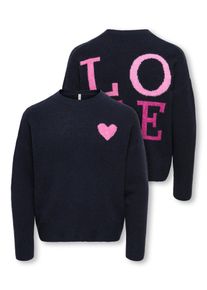 Strickpullover KIDS Only "KOGABBY LOVE PULLOVER VD KNT", M&auml;dchen, Gr. 158/164, night sky pattern:love, heart, Strick, Obermaterial: 69% Polyester, 29% Polyacryl, 2% Elasthan, unifarben, Basic normal, Rundhals, Strickkante, Pullover Strickpullover