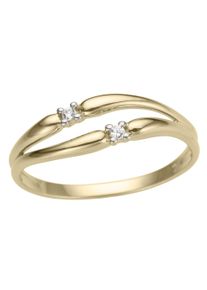 Goldring Firetti "Schmuck Geschenk Gold 585, poliert, bicolor" Gr. 19, gold (gelbgoldfarben, wei&szlig;goldfarben), Fingerringe, Damen, 19, 0,03 P2 = erkennbare Einschl&uuml;sse, Diamanten Gelbgold 585, 2mm, Diamanten, Gelbgold 585, Goldring, mit Brillanten