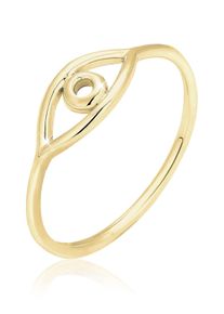 Silberring Elli Premium "Ring Evil Eye Statement 375 Gelbgold" Gr. 52, gold, Fingerringe, Damen, 52, Gelbgold 375, Silberring