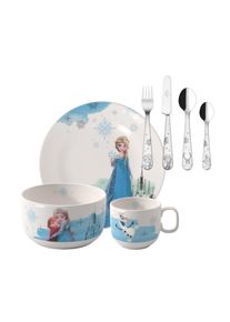 Villeroy & Boch Kindergeschirr-Set VILLEROY & BOCH "Kindergeschirr-Set Disney Frozen 7er Set bunt", blau (bunt), 7, Geschirr-Sets, Kindergeschirr-Set, Sp&uuml;lmaschinenfest, Mikrowellensicher