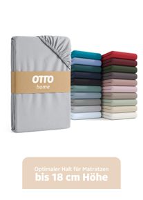 Spannbettlaken OTTO HOME "PHYSALIS in BASIC und PREMIUM Qualit&auml;t, 100% Baumwolle", grau (hellgrau), B:140cm L:200cm, Jersey (160 g/m&sup2;), Obermaterial: 100% Baumwolle, Bettlaken, Spannbettlaken, f&uuml;r Matratzen bis 18 cm H&ouml;he, Bettlaken, Spannbetttuch, pflegeleicht