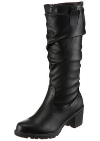 Stiefel ANISTON SHOES, Damen, Gr. 40, Normalschaft, schwarz, Lederimitat, Schuhe Stiefel, Slouchy Schaft mit Raffungen