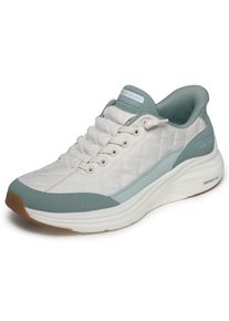 Slip-On Sneaker Skechers "Contour Foam - Cozy Fit", Damen, Gr. 42, wei&szlig; (sage), Lederimitat, Textil, Schuhe Slip-On Sneaker, Slipper mit Handsfree Slip-ins und gestepptem Cozy Fit&trade;-Mesh