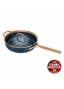 Schmorpfanne Zwilling "Milano, Pfanne mit Glasdeckel", blau, B:29,4cm H:9,7cm L:56,3cm &Oslash;:28cm, Pfannen, Schmorpfanne, Keramik-Antihaftbeschichtung, Induktion, Made in Italy