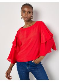 Shirtbluse Apricot "Chiffonblusentop", Damen, Gr. M (38), rot, Obermaterial: 63% Viskose CV. 37% Polyester PES., unifarben, Blusen Shirtbluse, mit ger&uuml;schten Armen
