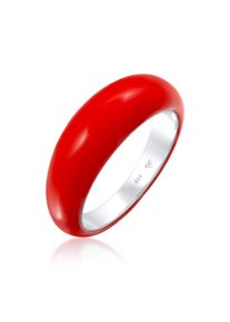 Silberring Elli "Ring Bandring Stapelring Emaille 925er Silber vergoldet" Gr. 58, rot, Fingerringe, Damen, 58, Silber 925 (Sterlingsilber), Silberring