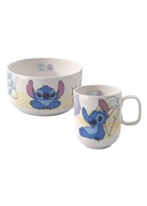 Villeroy & Boch Kindergeschirr-Set VILLEROY & BOCH "Fr&uuml;hst&uuml;cks-Set Disney Stitch 2er Set bunt", bunt, 2, Porzellan, Geschirr-Sets, Kindergeschirr-Set, Sp&uuml;lmaschinenfest, Mikrowellensicher