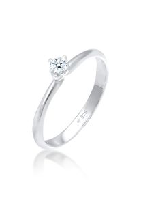 Diamantring Elli DIAMONDS "Ring Ring Solit&auml;r Diamant (0.11 ct.) Klassik 925 Silber" Gr. 56, silber, Fingerringe, Damen, 56, Silber 925 (Sterlingsilber), Diamantring