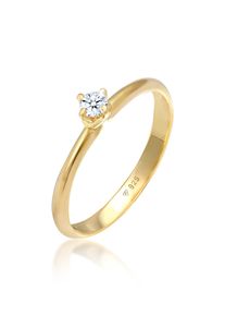 Diamantring Elli DIAMONDS "Ring Ring Solit&auml;r Diamant (0.11 ct.) Klassik 925 Silber" Gr. 56, gold, Fingerringe, Damen, 56, Silber 925 (Sterlingsilber), Diamantring