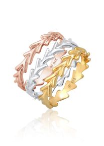 Ring-Set Elli "Ring Stapelringe Bandring Tricolor 3er Set 925 Silber" Gr. 56, bunt (dreifarbig), Fingerringe, Damen, 56, Silber 925 (Sterlingsilber), Ring-Set