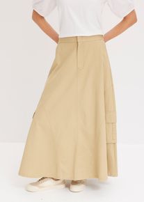 Cargorock aus reiner Baumwolle, beige, Gr&ouml;&szlig;e 46, 100% Baumwolle, bonprix
