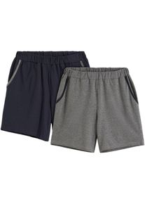 Pyjamahose kurz mit Baumwolle (2er Pack), grau, Gr&ouml;&szlig;e 48/50 (M), mit Baumwolle, bonprix
