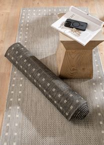 bonprix In- und Outdoor L&auml;ufer mit umlaufender Bord&uuml;re, grau, Gr.80x250 cm, Praktisch, dekorativ und vielseitig einsetzbar