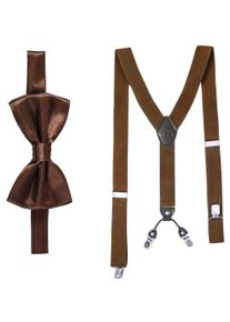 Hosentr&auml;ger MASSI MORINO "Massi Morino Hosentr&auml;ger-Set", Herren, Gr. 1, braun, Obermaterial: 100% Polyester PES., Hosentr&auml;ger Hosentr&auml;ger, mit Fliege