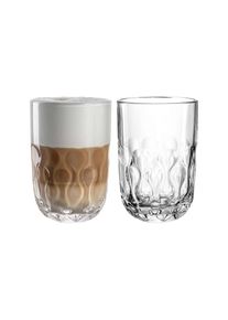 Latte-Macchiato-Glas Leonardo "Latte Macchiato Gl&auml;ser (2) Gocce 390 ml 2er Set transparent", bunt (transparent), 2 tlg., Glas, Trinkgef&auml;&szlig;e, Latte-Macchiato-Glas