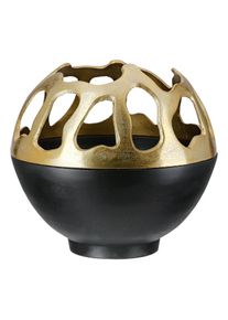 Windlicht Gilde "Windlicht Branca goldfarben; schwarz", schwarz (goldfarben, schwarz), B:21cm H:21cm T:21cm &Oslash;:21cm, Aluminium, Kerzenhalter, Windlicht