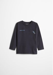 Marc O'Polo Longsleeve MARC O'POLO, Jungen, Gr. 104/110, schwarz navy, Jersey, Obermaterial: 100% Baumwolle, normal, Rundhals, Shirts Longsleeve, mit gro&szlig;em R&uuml;ckenprint