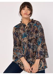 Klassische Bluse Apricot "Blusentop", Damen, Gr. XS (34), blau (blaugr&uuml;n), Obermaterial: 100% Polyester PES., Blusen Klassische Bluse, mit Paisley-Muster