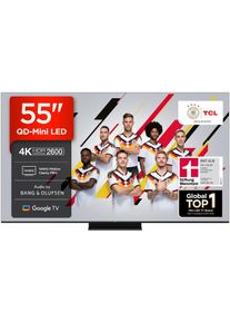 TCL LED-Fernseher "55C7K", Energieeffizienz: F, schwarz, 55 &Prime;, Fernseher, 4K QD-Mini LED, 144Hz, HVA Panel, Dolby Atmos, Google TV, LED-Fernseher