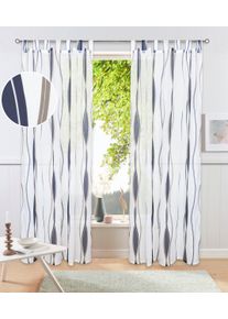 Gardine OTTO HOME "DIMONA" Gr. 5, wei&szlig;, blau, B:140cm H:265cm, Voile, Polyester, Gardinen, Gardine, 2-er Set, Voile, Polyester, Wellen