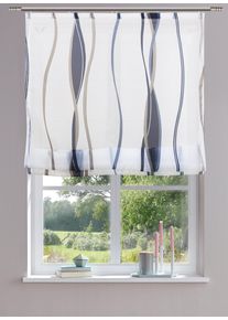 Raffrollo OTTO HOME "Dimona" Gr. 2, wei&szlig;, blau, B:60cm H:140cm, Voile, Obermaterial: 100% Polyester, Raffrollos, Raffrollo, Transparent, Voile, Polyester