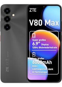 ZTE Smartphone "V80 Max", Energieeffizienz: A, space schwarz, 128 GB, Mobiltelefone, Smartphone