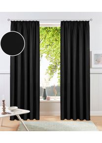 Vorhang OTTO HOME "Raja, Gardinen mit Kr&auml;uselband, Vorh&auml;nge Wohnzimmer" Gr. 3, schwarz (anthrazit), B:140cm H:225cm, Polyester, Recyceltes Material, Gardinen, Vorhang, 2er-Set, Bestseller, einfarbig, modern, pflegeleicht, Mikrofaser