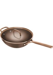 Wok Zwilling "Milano", braun, B:30cm H:13,5cm L:58cm &Oslash;:30cm, Pfannen, Wok, Keramik-Antihaftbeschichtung, Induktion, Made in Italy