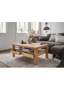 Couchtisch PAROLI "Bora", braun (eiche, eiche, eiche), B:110cm H:49cm T:70cm, Tische, Couchtisch, aus massivem Eichenholz, im Landhaus-Stil, Breite 110 cm