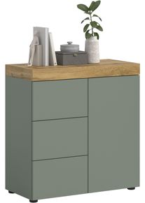 Kommode OTTO HOME "MAMBO", gr&uuml;n (smoke gr&uuml;n, wotan eiche nachbildung), B:77cm H:80cm T:37cm, Sideboards, Kommode, Kommode, Anrichte, Wohnzimmer, Schlafzimmer