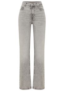 Straight-Jeans BOSS Orange "ADA HR SLIT Premium Damenmode", Damen, Gr. 33, L&auml;nge 32, medium grau 030, Denim/Jeans, Obermaterial: 59% Baumwolle, 40% Lyocell, 1% Elasthan, straight fit lang, Jeans Straight-Jeans, mit Schlitz am Saum, hohe Leibh&ouml;he
