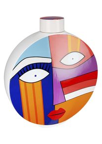 Dekovase Gilde "Deckelvase Grafic Face, H&ouml;he ca. 34,5 cm", bunt (mehrfarbig), B:29cm H:34,5cm T:7,5cm, Keramik, Vasen, Dekovase, Dekoobjekt aus Keramik
