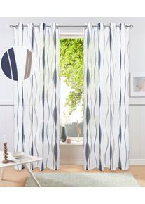 Gardine OTTO HOME "Dimona" Gr. 3, wei&szlig;, blau, B:140cm H:225cm, Voile, Polyester, Gardinen, Gardine, 2-er Set, transparent, Voile, Polyester, Wellen
