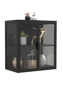 Wandregal Vcm "Stahl Wandvitrine H&auml;ngevitrine Vitrine Glas Flokas", schwarz, B:60cm H:65cm T:35cm, Regale, Wandregal