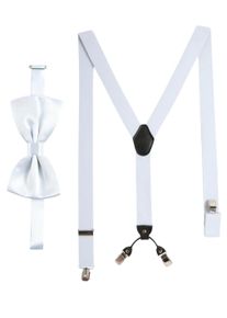 Hosentr&auml;ger MASSI MORINO "Massi Morino Hosentr&auml;ger-Set", Herren, Gr. 1, wei&szlig;, Obermaterial: 100% Polyester PES., Hosentr&auml;ger Hosentr&auml;ger, mit Fliege