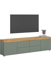 Lowboard OTTO HOME "MAMBO", smoke gr&uuml;n, wotan eiche nachbildung, B:200cm H:54cm T:37cm, Sideboards, Lowboard, Lowboard, TV Unterschrank, Tv-Schrank, Wohnzimmer