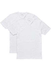 V-Shirt MARVELIS, Herren, Gr. L, wei&szlig;, Jersey, Obermaterial: 94% Baumwolle, 6% Elasthan, unifarben, k&ouml;rpernah normal, V-Ausschnitt, Shirts V-Shirt, body fit, Doppelpack