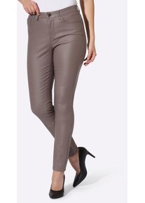 R&ouml;hrenhose Heine, Damen, Gr. 38, Normalgr&ouml;&szlig;en, braun (dunkeltaupe), 76% Viskose, 21% Polyamid, 3% Elasthan, Miedereinsatz:15% Elasthan, 85% Polyamid, unifarben, lang, Hosen R&ouml;hrenhose