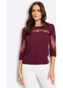 Rundhalspullover Heine "Pullover", Damen, Gr. 48, lila (bordeaux), 80% Viskose, 20% Polyamid, unifarben, Pullover Rundhalspullover
