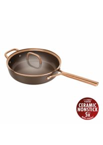 Schmorpfanne Zwilling "Milano, Pfanne mit Glasdeckel", braun, B:29,4cm H:9,7cm L:56,3cm &Oslash;:28cm, Pfannen, Schmorpfanne, Keramik-Antihaftbeschichtung, Induktion, Made in Italy