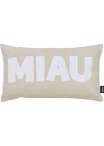 Dekokissen done. "MIAU", beige (beige, wei&szlig;, schriftzug), B:40cm L:60cm, Polyester, Dekokissen_Sitzkissen_Kissenh&uuml;llen, Dekokissen, mit Schriftzug