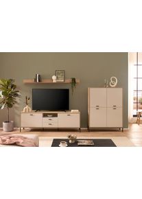 Wohnwand Home Affaire "Fredericia, moderne Anbauwand, Komplettset in Kaschmir", eiche cremona toro, kaschmir, Kastenm&ouml;bel-Sets, B/H/T: 320cmcm x 170cmcm x 40cmcm, Holzwerkstoff, Wohnwand, enth&auml;lt Lowboard, Highboard und Wandboard, 320 cm breit, B:320cm H:170cm T:40cm