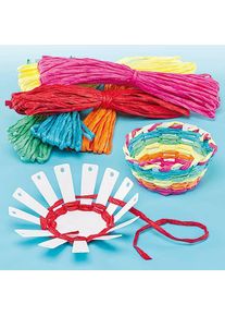 Basket Weaving Kits (Pack of 4) Craft Kits For Kids, 6 Raffia Colours Included, Approx 10cm Diameter