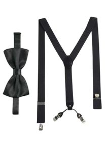 Hosentr&auml;ger MASSI MORINO "Massi Morino Hosentr&auml;ger-Set", Herren, Gr. 1, grau, Obermaterial: 100% Polyester PES., Hosentr&auml;ger Hosentr&auml;ger, mit Fliege