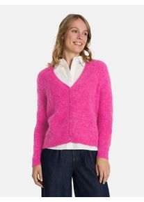LIEBLINGSST&Uuml;CK Strickjacke LIEBLINGSST&Uuml;CK "HenjaL", Damen, Gr. 44, pink (838, pink), 52% Alpaka, 13% Wolle, 32% Polyamid, 3% Elasthan, Obermaterial: 52% Alpaka WP. 32% Polyamid PA. 13% Wolle mw. 3% Elasthan EL., weit, V-Ausschnitt, Strickjacken Strickjacke