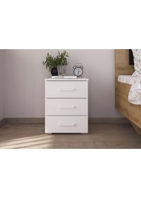 Nachtkommode Rauch "Maika", wei&szlig; (alpinwei&szlig;), B:40cm H:52cm T:40cm, Holzwerkstoff, Sideboards, Nachtkommode, 3 Schubladen mit gro&szlig;z&uuml;gigem Stauraum